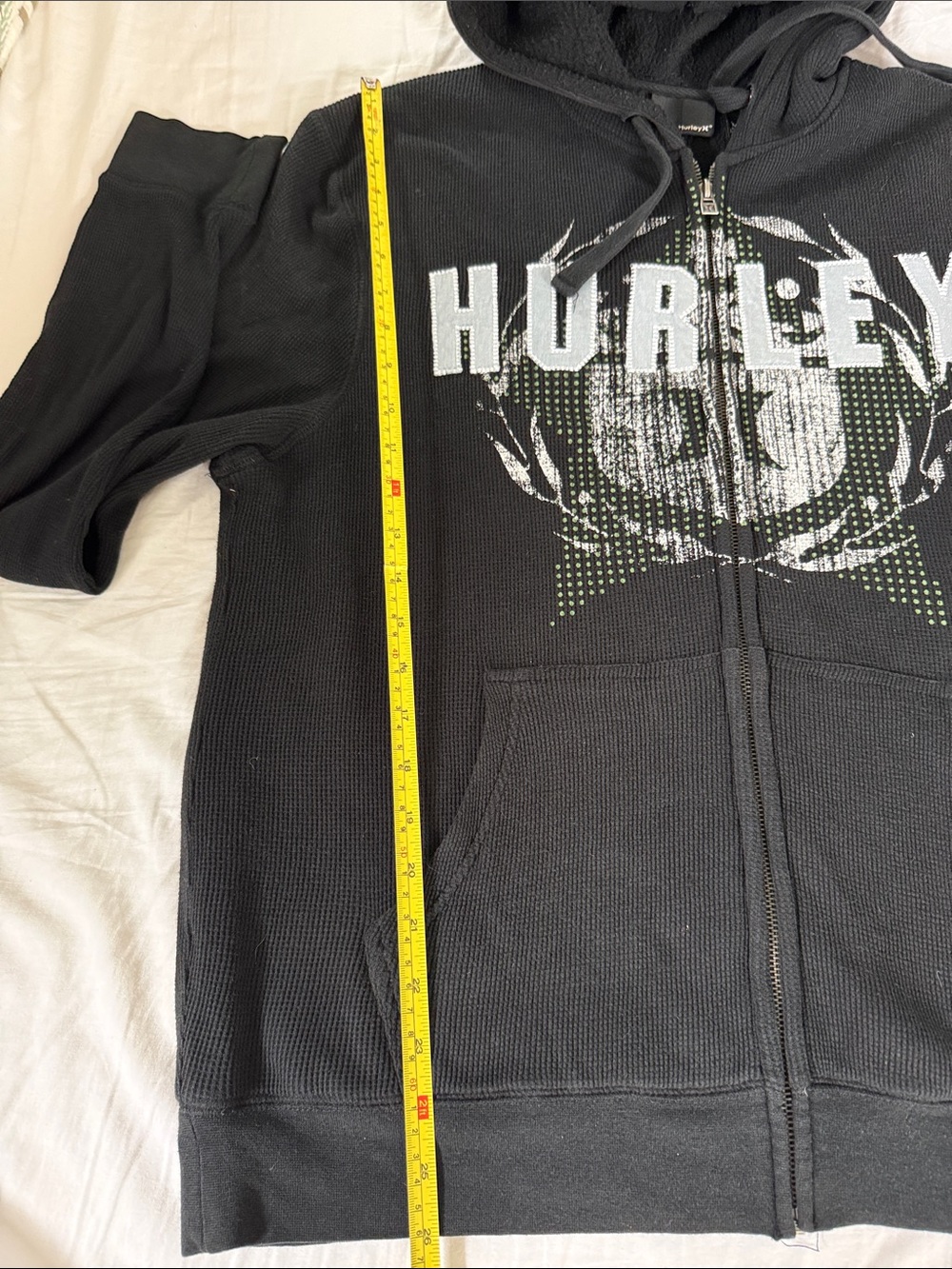 Hurley Black Full Zip Hoodie with Gray Logo Print - Picture 6 of 8